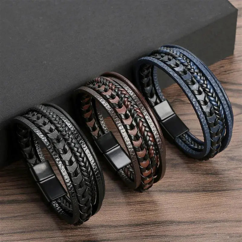 Pulseira Masculina de Couro 