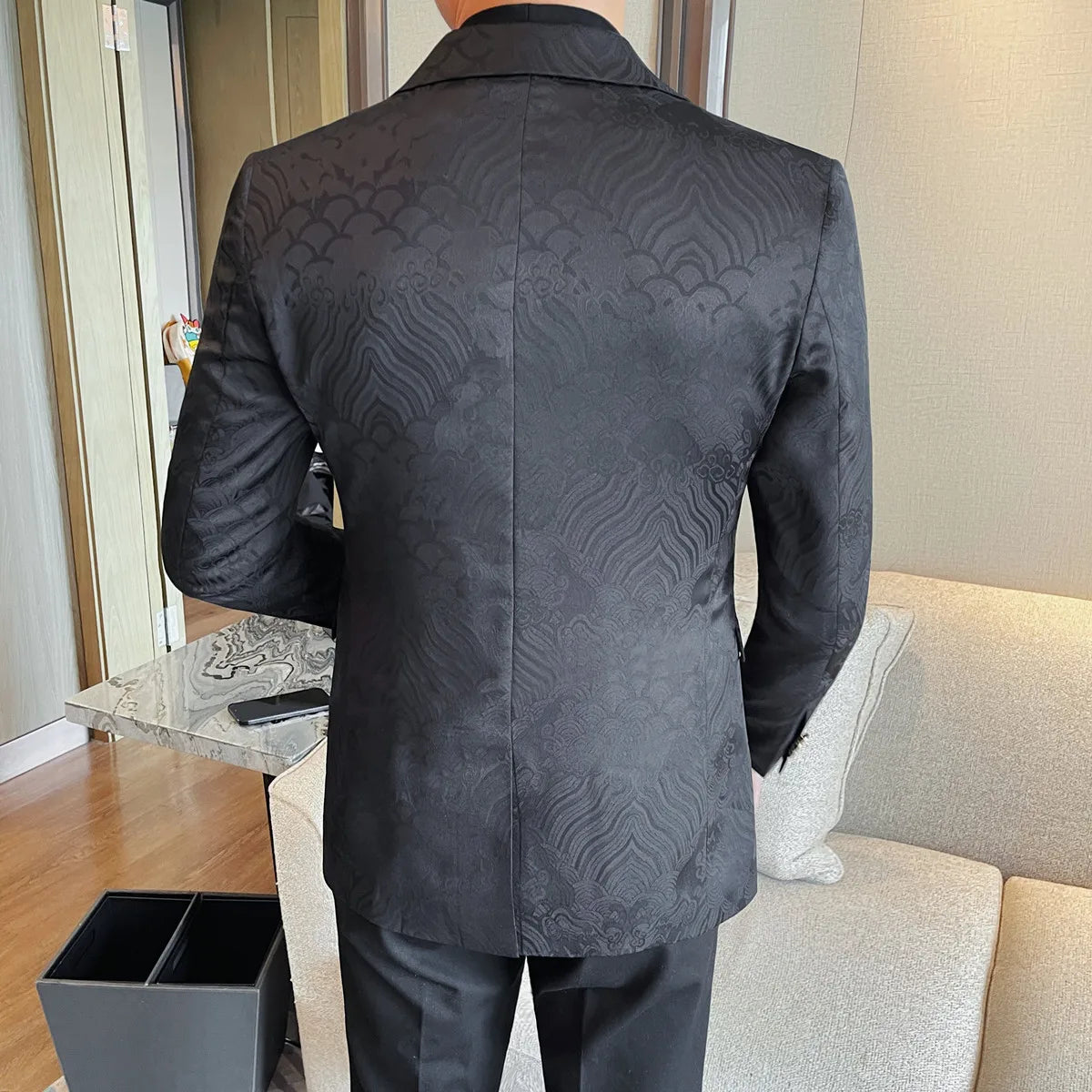 blazer masculino slim, blazer social masculino, blazer preto estampado, blazer de festa masculino, blazer elegante moderno