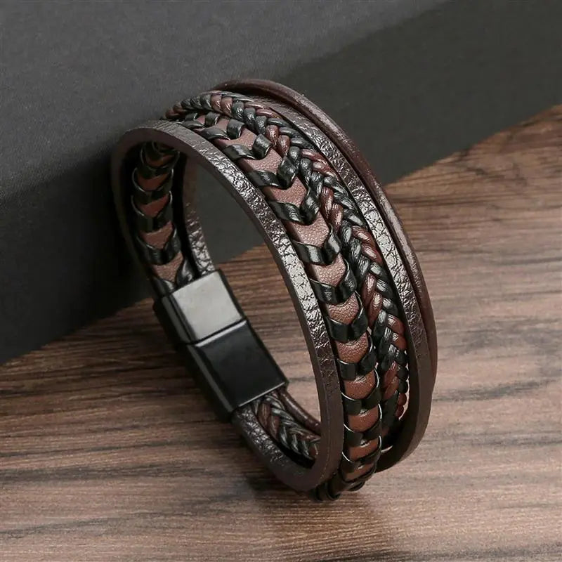 Pulseira Masculina de Couro 