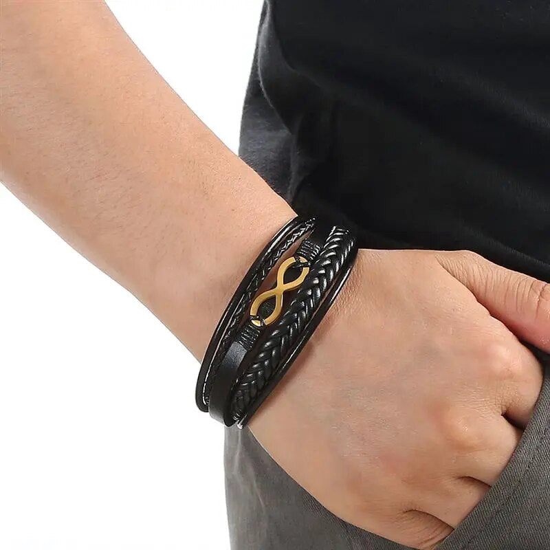 Pulseira Masculina de Couro 