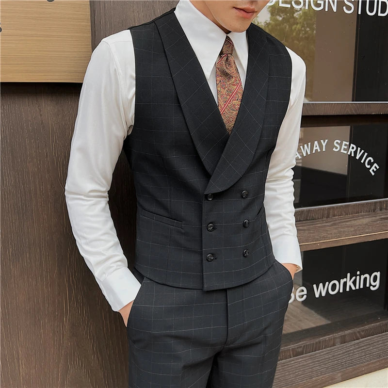 colete masculino social, conjunto masculino de alfaiataria, colete e calça social, traje masculino elegante, conjunto slim fit