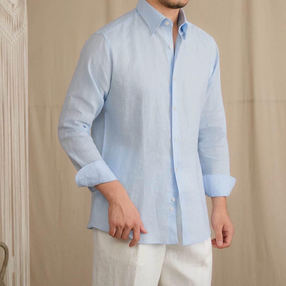 Camisa Social Masculina de Linho Puro Amalfi Maximus