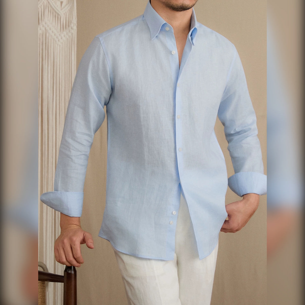 Camisa Social Masculina de Linho Puro Amalfi Maximus