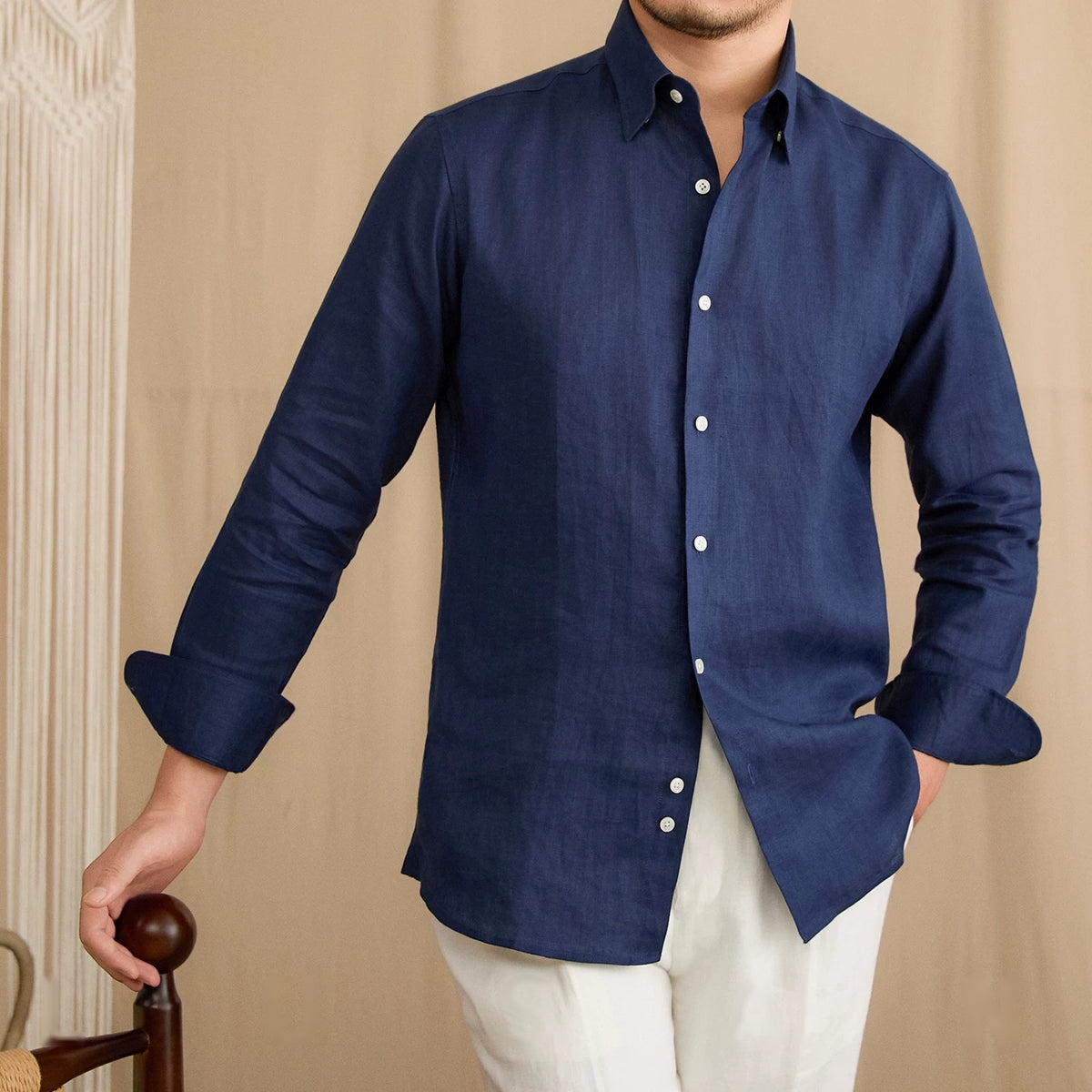 Camisa Social Masculina de Linho Puro Amalfi Maximus