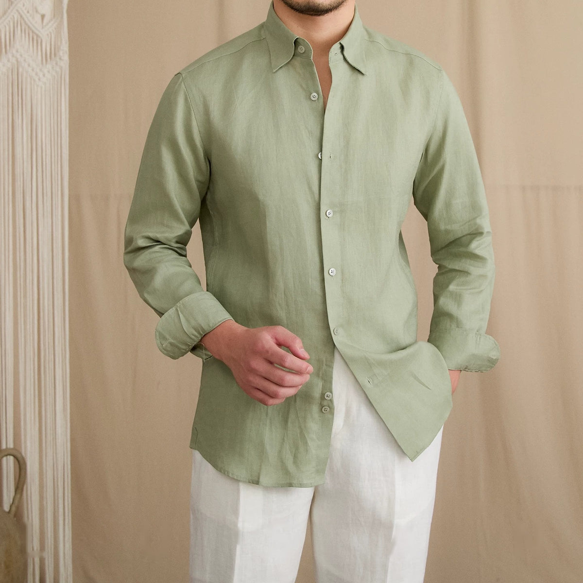 Camisa Social Masculina de Linho Puro Amalfi Maximus