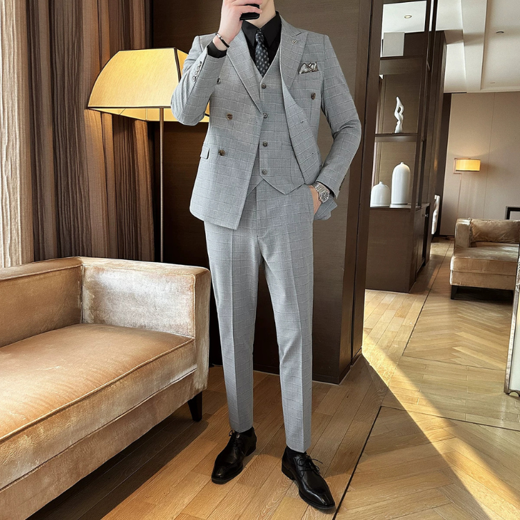 Terno Masculino Slim Transpassado Xadrez Maximus